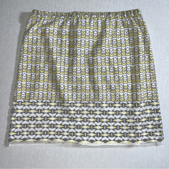 Sophie Max Cotton Blend Mesh Lace Yellow + Grey on White Skirt w/ Drawstring - Picture 4 of 7